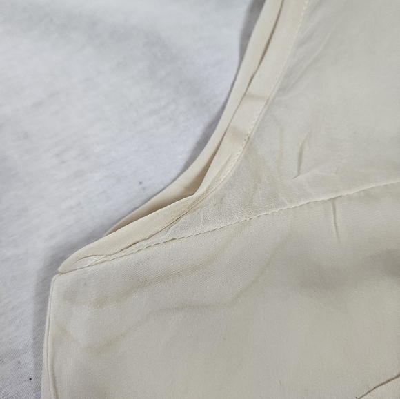 Milly 100% Silk Cream Sleeveless Blouse Jeweled‎ Collar Size 0 Women's D64 - Picture 6 of 14